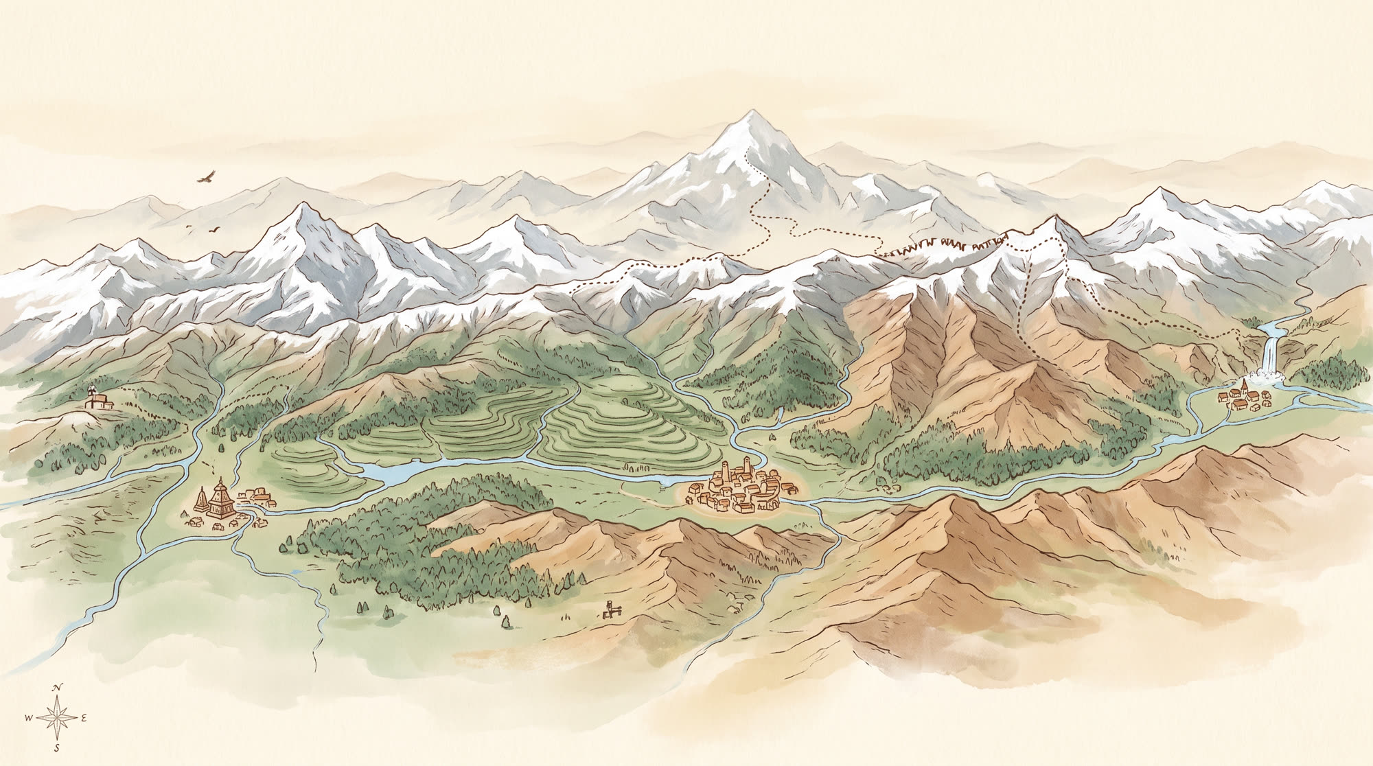 Illustrated map of the Wanderkin valley